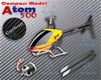 Compass Atom 500E FBL Flybarless with Carbon Frame, Carbon Blades, Motor, 9T Pinion [CPS-ATOM500EFBL